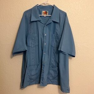 Haband Guayabera Shirt Men Blue Collar Short Sleeve Vintage - Size 4X